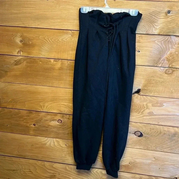 Women's pre-worn Lover's and friends size small sweat pants black lace up front - Picture 1 of 11